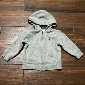 Polo Ralph‎ Lauren Full Zip Hoodie Toddler 2T Gray Navy Logo Sweater